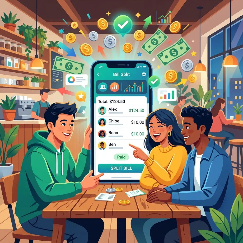 Friends splitting bill