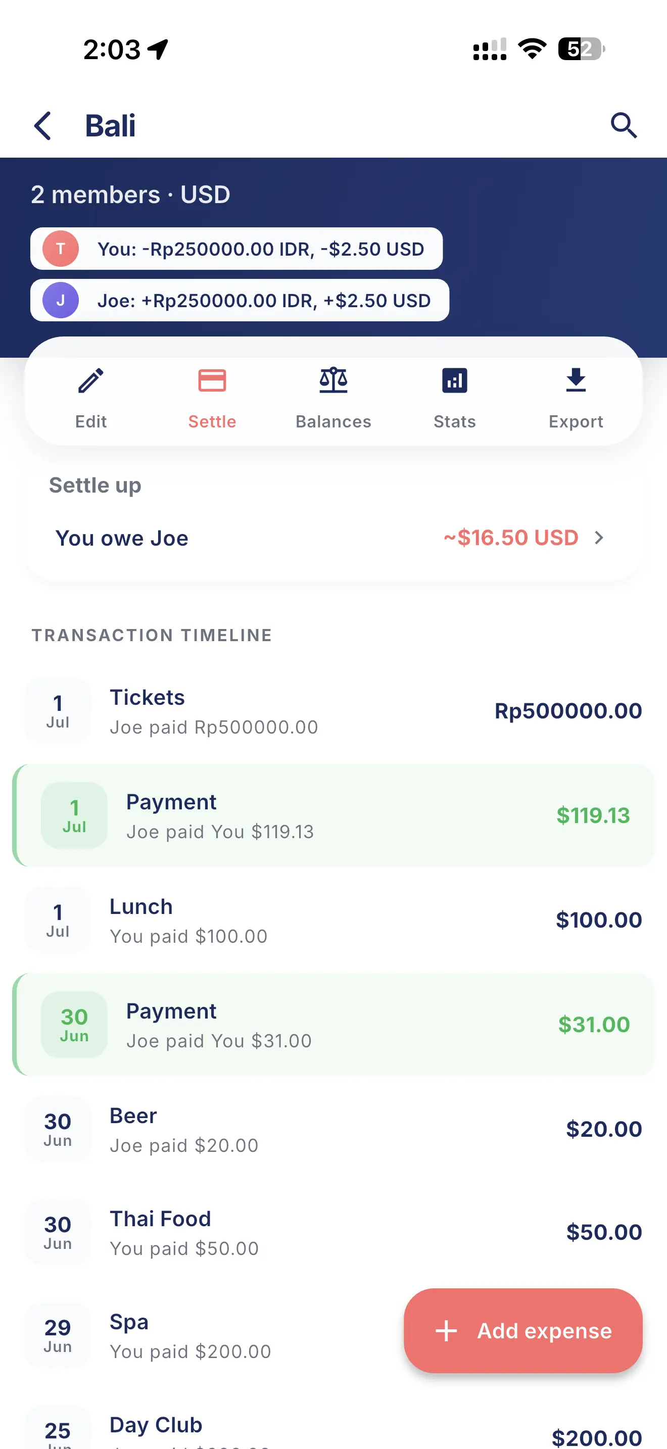 SplitWit group balances