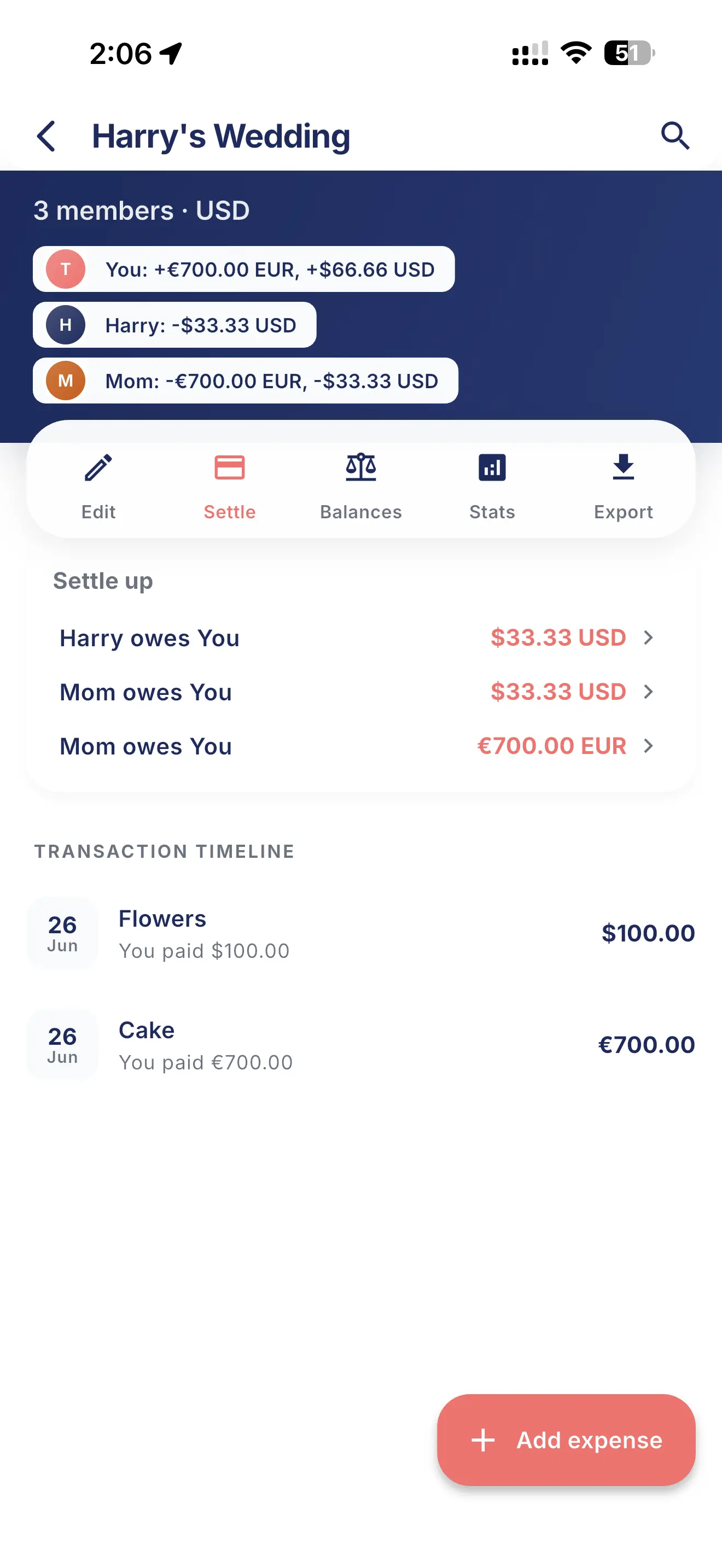 SplitWit Groups screen